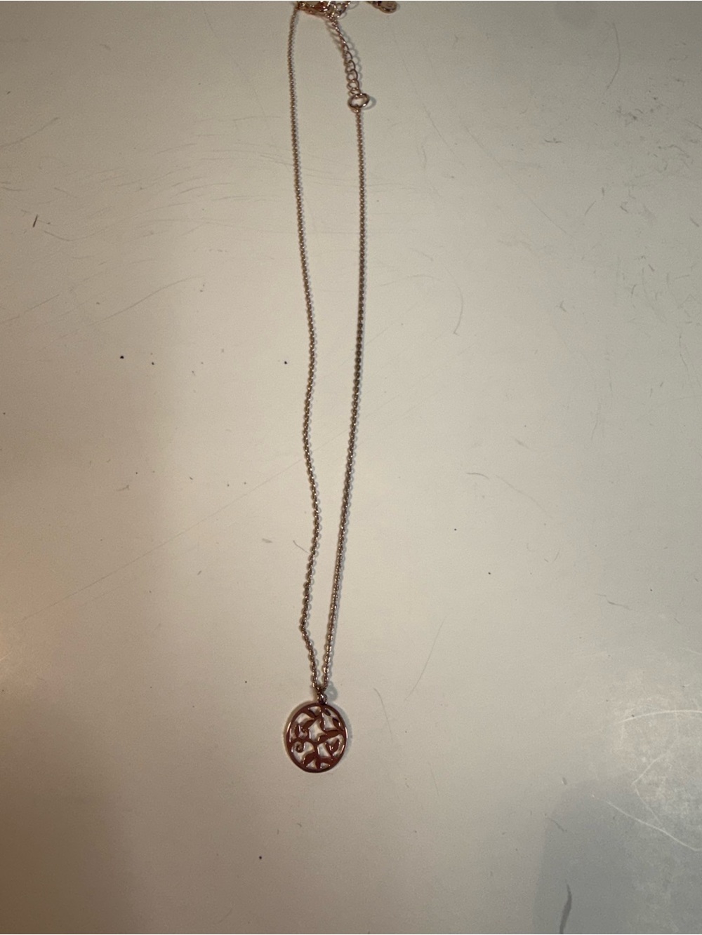 Delicate Rose-Gold Tone Filigree Pendant Necklace - Women's Jewelry